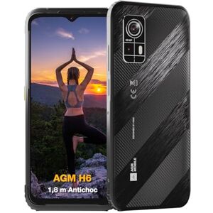 AGM H6 Telephone Portable Incassable, Ultra-Fin Smartphone Android 13, IP68 Étanche,8(4+4) Go+128Go,Ecran 6.56" HD+, Caméra 50MP, 4900mAh, 4G Double SIM/NFC/GPS/OTG, Téléphone Robuste Noir - Publicité