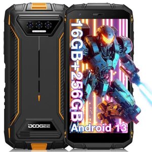 DOOGEE S41 Max Telephone Portable Incassable, 16GB+256GB(TF 1TB) Android 13, Octa Core 6300mAh Smartphone Incassable, IP68 Étanche 5.5” HD+ /13MP+8MP/NFC/4G Double SIM/OTG/GPS, Orange - Publicité