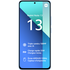 Xiaomi Redmi Note 13 16,9 cm (6.67") Double SIM hybride Android 12 4G USB Type-C 8 Go 256 Go 5000 mAh Bleu - Publicité