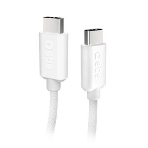 SBS Câble USB Câble tressé USB C - USB C PD 60W 1m50, blanc