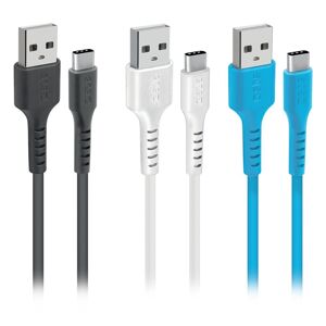 SBS Câble USB Kit câbles USB C-USB A, 1m20 noir,blanc,bleu