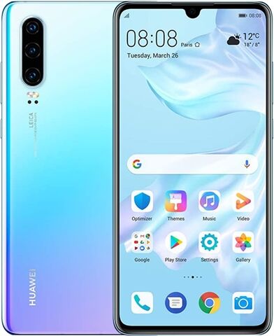 Refurbished: Huawei P30 6GB+128GB Breathing Crystal, Eir B