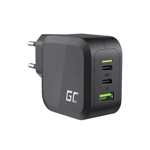 Green Cell Caricatore GaN USB C 65W  Caricatore con 2x USB-C PD 1x USB-A PowerDelivery QC 3.0 compatibile PPS Samsung AFC Huawei FCP/SCP per iPhone iPad Samsung tavoletta Telefono cellulare Android