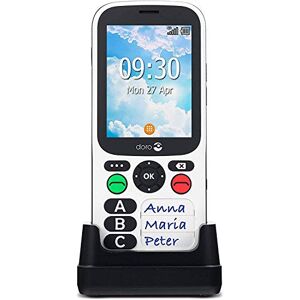 Doro 780X IUP (PTI) Portatile 4G Sbloccato Allarme Lavoratore Isolato GPS Tasto Assistenza Tastiera semplificata Base Caricabatterie Bianco