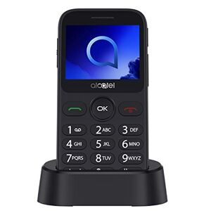 Alcatel 20.19G Telefono Cellulare, Display 2.4" a colori, Tasti Grandi, Tasto SOS, Basetta di ricarica, Bluetooth, Fotocamera, Metallico Grigio [Italia]