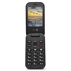 Doro 6040 Telefono Cellulare per Anziani 2G a Conchiglia con Tasti Grandi, Pulsante SOS con GPS Integrato e Base di Ricarica (Nero) [Versione Italiana]