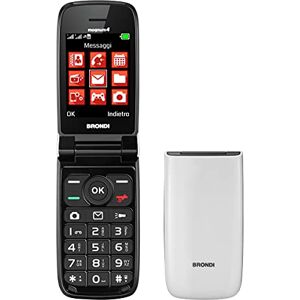 Brondi Magnum 4 Telefono Cellulare Maxi Display, Tastiera Fisica Retroilluminata, Dual Sim, 1.3 MP, Li-ion 800 mAh, Flip Attivo, Bianco