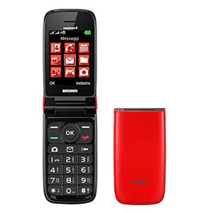 Brondi Magnum 4 Telefono Cellulare Maxi Display, Tastiera Fisica Retroilluminata, Dual Sim, 1.3 MP, Li-ion 800 mAh, Flip Attivo, Rosso