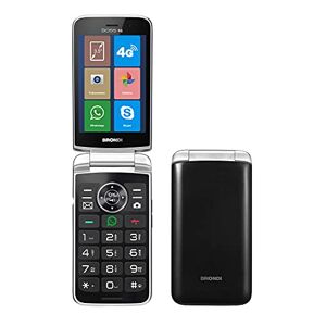 Brondi BOSS 4G Telefono Cellulare Maxi Display, Tastiera Fisica Retroilluminata, Dual Sim, 5 MP, Li-ion 1500 mAh, Flip Attivo,Type-c, Social Network, Nero