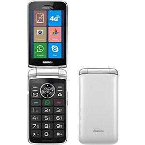 Brondi BOSS 4G Telefono Cellulare Maxi Display, Tastiera Fisica Retroilluminata, Dual Sim, 5 MP, Li-ion 1500 mAh, Flip Attivo,Type-c, Social Network, Bianco