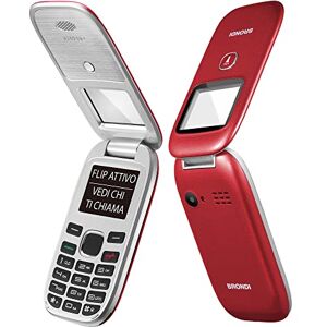 Brondi Window+ Telefono cellulare con apertura a conchiglia e flip attivo, Dual Sim, Display 1.77 pollici, Rosso