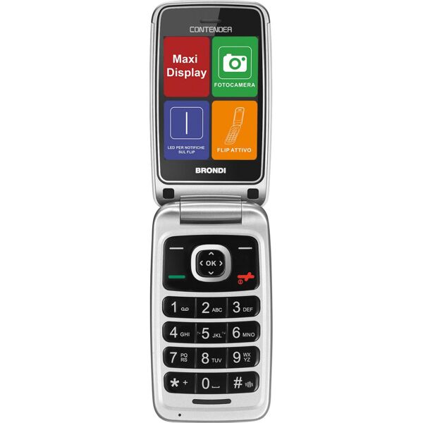 brondi 10277051 contender - telefono cellulare dual sim display 3 batteria 800 mah fotocamera con radio fm e bluetooth colore bianco - 10277051