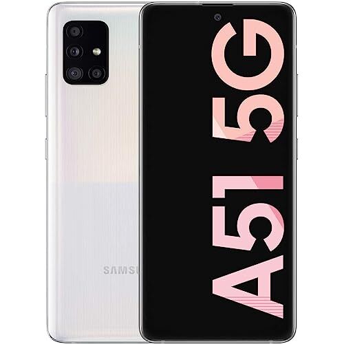 Samsung Galaxy A51 Smartphone 128 GB mobiele telefoon zonder abonnement, 4 camera's 48/12/5/5 MP, selfiecamera 32 MP, 6,5 inch Super AMOLED-display, Android 10 tot 13 Duitse versie (5G, wit), SM-A51