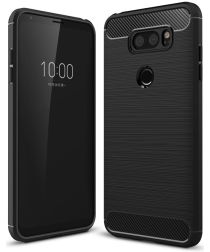 LG V30 / V30S Geborsteld TPU Hoesje Zwart