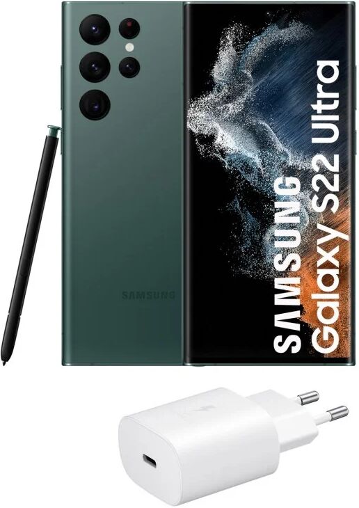 Samsung galaxy s22 ultra 5g 128gb verde + carregador 25w