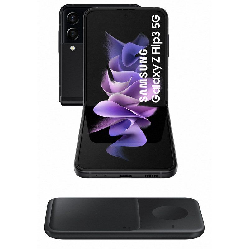 Samsung galaxy z flip3 5g 8gb/256gb 6.7'' preto + wireless charger duo