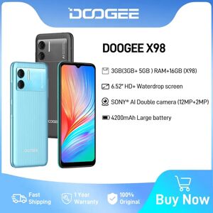 DOOGEE X98 6.52"HD Display 3GB RAM 16GB ROM Helio A22 Octa Core 12NM 8MP AI Double Camera 4200mAh Battery 2 SIM Card Android 12