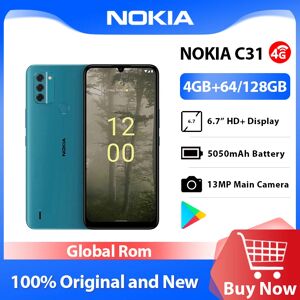 Nokia C31 4GB+128GB 4G Smartphone 6.74'' HD+ Display 5050mAh Battery IP52 13MP Triple Camera 2.5D Toughened Glass 2 SIM Card