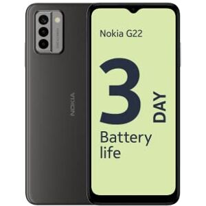 Nokia G22 6.52” HD+ Smartphone, Android 12, 4GB/128GB Storage, 50MP AI camera, 3-Day Battery, QuickFix repairability, 2 years OS upgrades, 3 years security updates, 3-year warranty, Dual-SIM - Grey