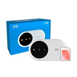 ZTE U10, Wi-Fi 6/4G LTE Mobile Wi-Fi, Unlocked Low Cost Portable Hotspot, Connects to 32 Devices, 2000mAh Battery, Built in Antenna for Enhanced Speeds, Includes Pre-Loaded 24GB Data SIM by Three