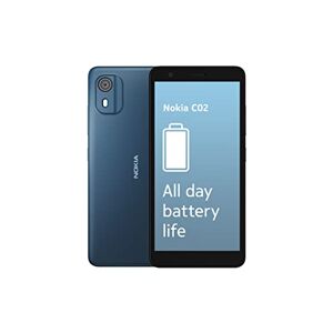 Nokia C02 5.45" Dual SIM Smartphone, Android 12 (Go edition) - 5MP Rear / 2MP Front Camera, Portrait Mode, 2GB RAM/32GB ROM, Tough build quality with IP52 Rating, 3000mAh battery - Cyan