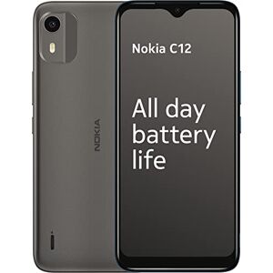 Nokia C12 6.3” HD+ Dual SIM Smartphone, Android 12 (Go edition), Octa-core 2GB RAM/64GB ROM, 8MP Rear /5MP Front Cameras, Night & Portrait modes, IP52 Rating, 3000mAh Battery - Charcoal