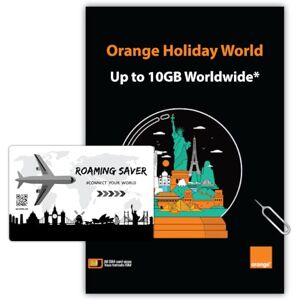 ROAMING SAVER Orange Holiday Worldwide Prepaid SIM Card Combo Deal Official Authorized Internet Data in 4G/LTE (Data tethering Allowed) + 1 Sim Card Holder + 1 Pin (Asia America Europe)