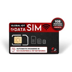 Scancom Global IoT Data Sim - 1GB Renewed every month - Automatic Roaming in 94 Countries & 197 Networks (1 Month)