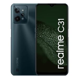 realme C31, Dark Green, 4+64GB, 4G Sim Free Unlocked Smartphone, 13MP AI Triple Camera, 16.5cm (6.5”) Fullscreen, Side Fingerprint, 5000mAh Battery + UK Warranty