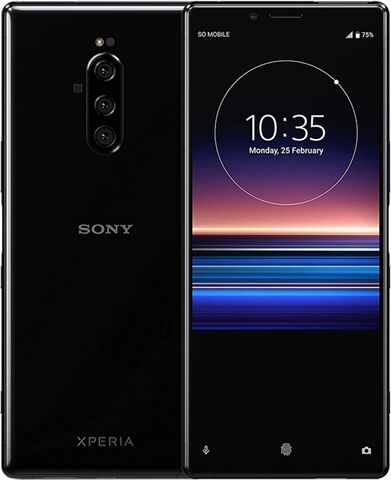 Refurbished: Sony Xperia 1 128GB Black, Unlocked B