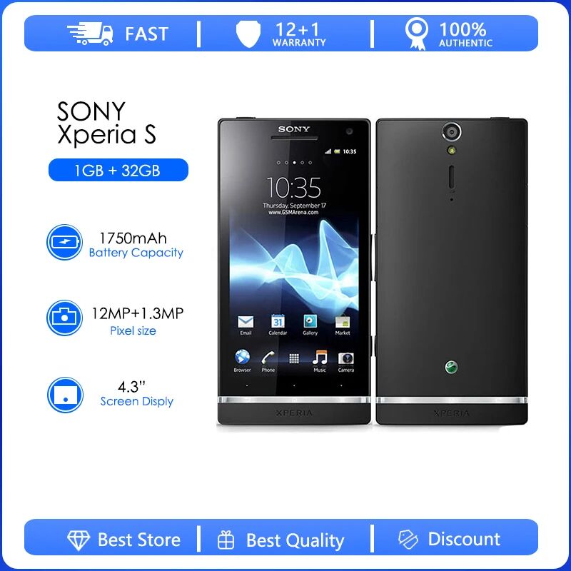 Sony Xperia S LT26i LT26 Nozomi Refurbished Original unlocked Dual-core Android 2.3 4.3" 32GB 1GB RAM GSM 12MP 1080p Cellphone