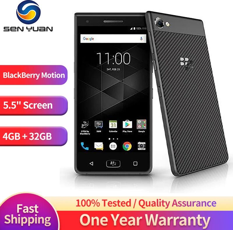 Original BlackBerry Motion 4G LTE Mobile Phone Unlocked 5.5'' Android OS SmartPhone 12MP Camera 4GB RAM 32GB ROM CellPhone