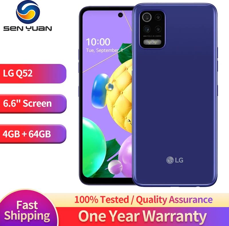 Original Unlocked LG Q52 4G Mobile Phone 6.6'' Display 4GB RAM 64GB ROM Octa-Core Android SmartPhone 48MP Camera LTE CellPhone