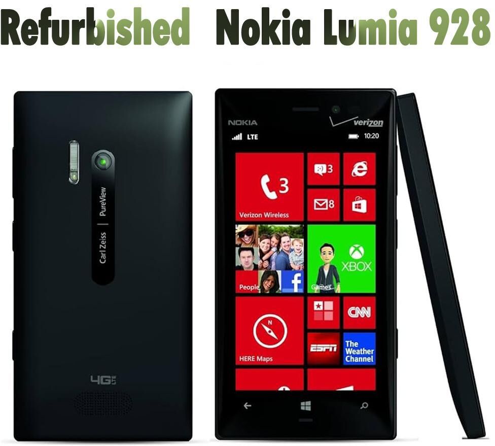 Refurbished Nokia Lumia 928 4.5'' Dual Core 1.5GHz 32GB 8.7MP NFC 3G Mobile Phone