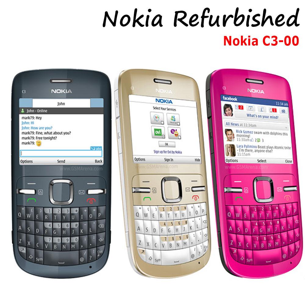 Nokia Refurbished C3-00 Unlocked Cell Phone Slate with QWERTY Key Mobile Phones