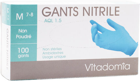 Oxypharm Vitadomia Gant d'Examen en Nitrile Non Poudrés Taille M 100 unités