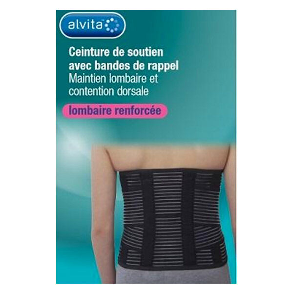 Alvita Ceinture de Soutien Lombaire Renforcée avec Bandes de Rappel H26 Noire T2