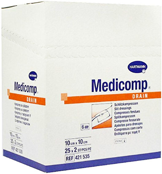 Hartmann Medicomp Drain Compresse en Non Tissé 10 x 10cm 50 unités