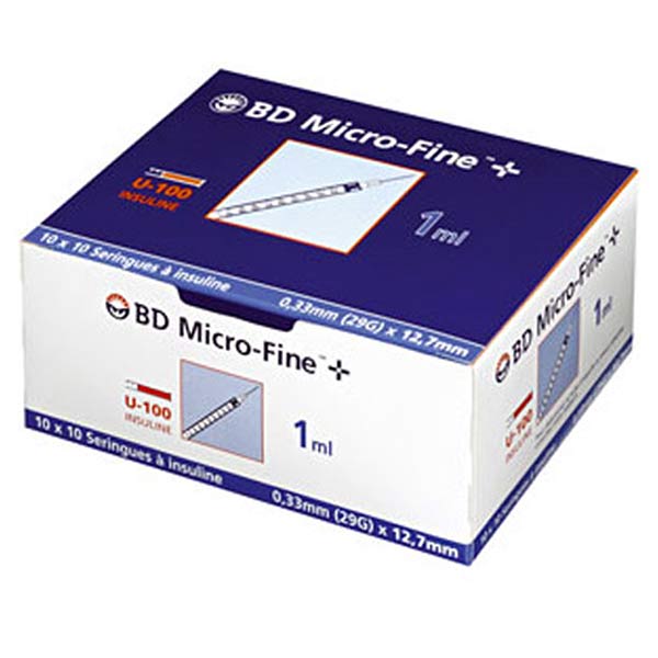 Becton Dickinson BD Micro-Fine Seringue Insuline 1ml 12,7x0,33mm 100 Unités