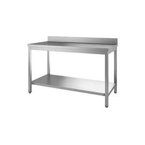 Inox E Inox GastroHero Edelstahl Arbeitstisch Eco 14x6 mit Grundboden und Aufkantung