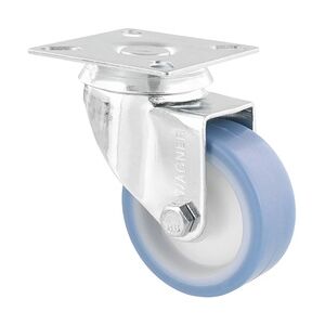 WAGNER Soft-Lenkrolle ECO - Ø 50 mm, Stahl verzinkt, blau/weiß, Anschraubplatte, Tragkraft 50 kg - 03155001