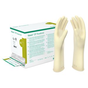 B. Braun Vasco® OP Powdered- OP-Handschuhe, Untersuchungshandschuhe aus hochelastischem Naturlatex, steril, gepudert, 1 Packung = 50 Paar, Größe 6