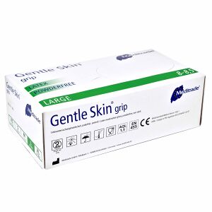 Meditrade GmbH Meditrade Gentle Skin® Grip Latex Untersuchungshandschuh, Einmalhandschuh - Puderfrei, unsteril, Hohe Griffigkeit, 1 Karton = 10 x 100 = 1000 Stück, Größe L