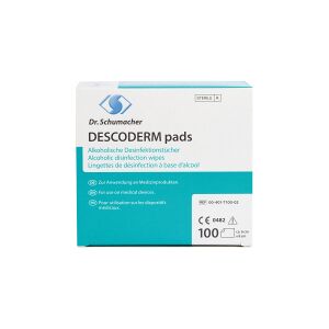 Dr. Schumacher Hygiene & Desinfektion Dr. Schumacher Descoderm Pads Desinfektionstücher, Einzeln verpackte alkoholische Desinfektionstücher, 1 Faltschachtel = 100 Sachets (50 Doppelsachets)