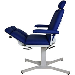 Sillón de podología de altura fija con perneras extensibles, reposacabezas regulable y brazos abatibles - Color azul ¡ÚLTIMA UNIDAD!