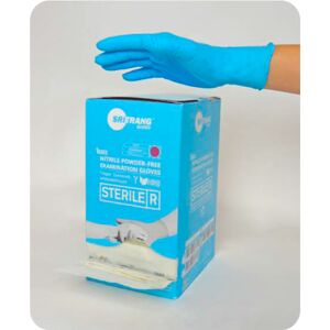 Guantes de nitrilo, sin polvo, estéril: color azul, con certificación 374-5 (caja de 100 unidades)