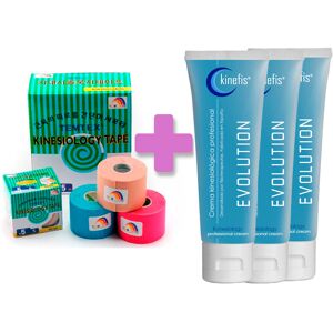 OFERTA PACK VENDAJE TEMTEX: 6rollos vendaje neuromuscular Temtex Kinesiology tape 5cm X 5m + 3cremas Kinefis Evolution 200 cc