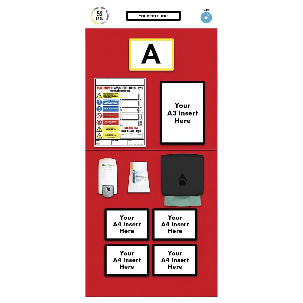 kaiserkraft Cartel informativo para etiquetado individual de estanterías, desinfección, H x A 2000 x 900 mm, rojo