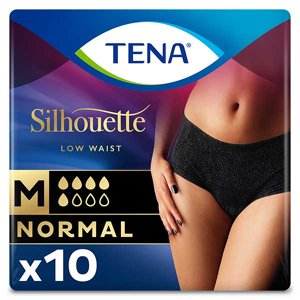 TENA Silhouette Sous-Vêtement Taille Basse Noir Normal Taille M 10 unités - Publicité