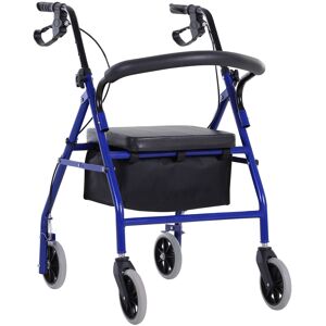 HOMCOM Déambulateur Pliant 4 Roues Rollator 4 Roues Marcheur Aide à La Marche Panier de Rangement Double Système de Freinage Hauteur Réglable